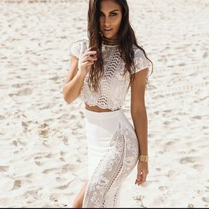 Lace crop top and skirt set